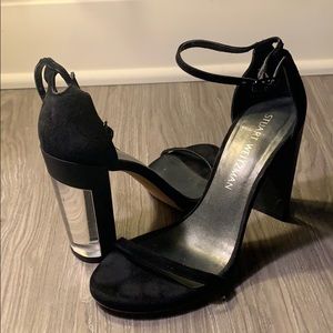 Stuart Weitzman Lucite & suede sandals 6 med